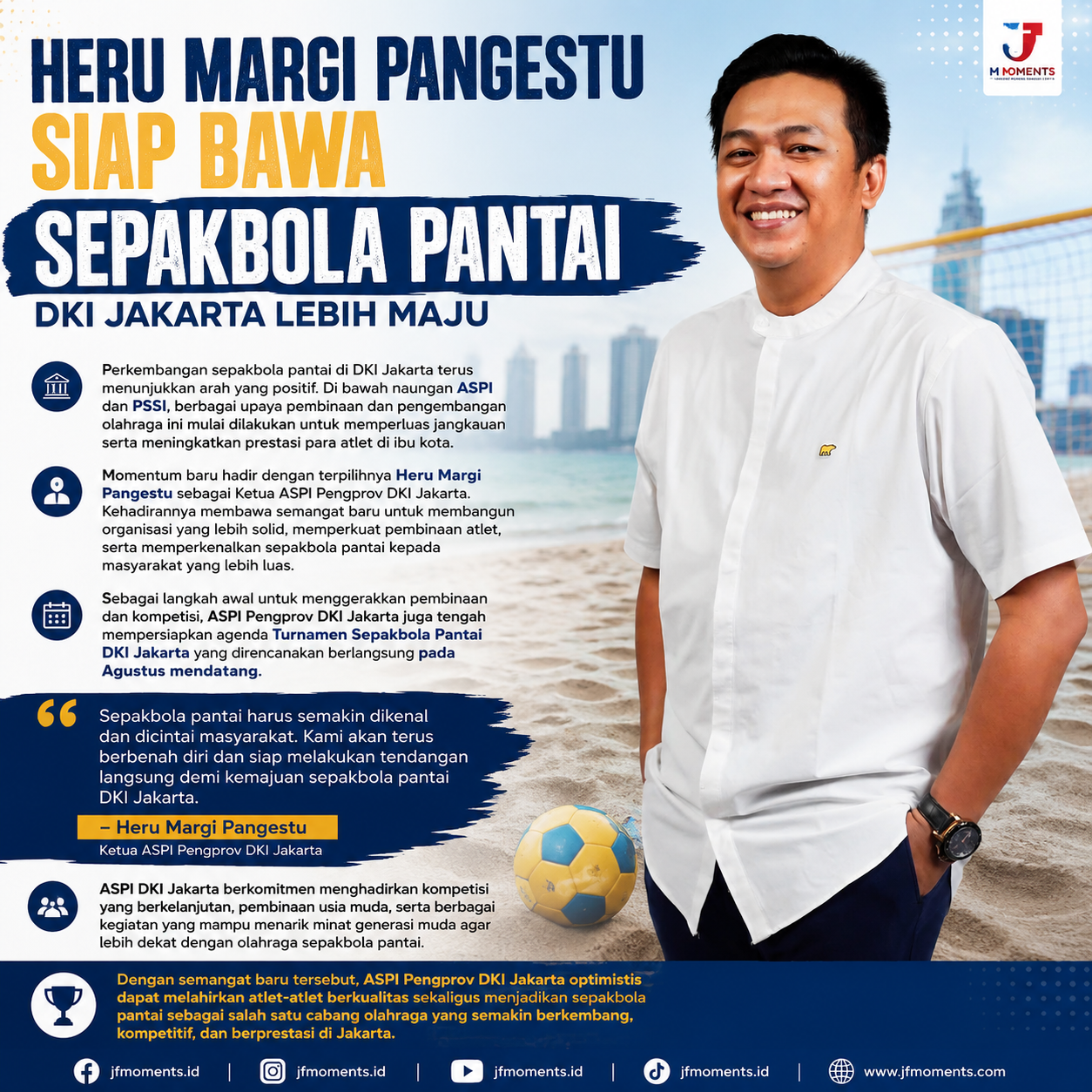 Heru Margi Pangestu Siap Bawa Sepakbola Pantai DKI Jakarta Lebih Maju